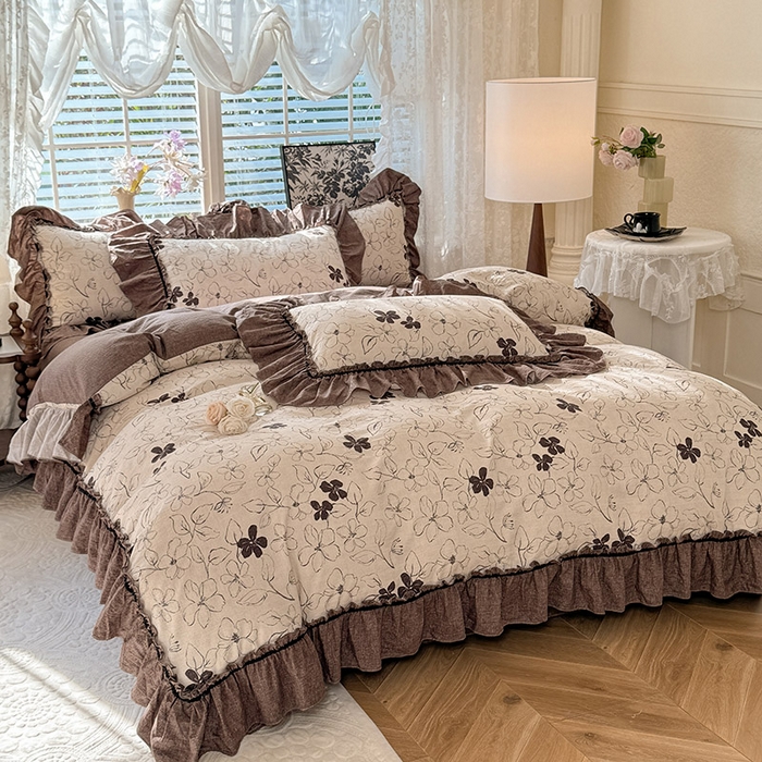 91家纺网 家纺一手货源 找家纺 唐人居 2025新款水洗亚麻四件套 芳华