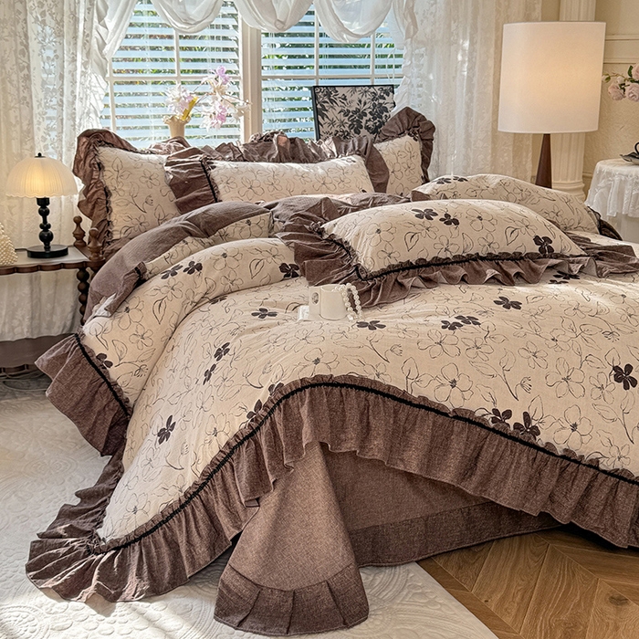 91家纺网 家纺一手货源 找家纺 唐人居 2025新款水洗亚麻四件套 芳华