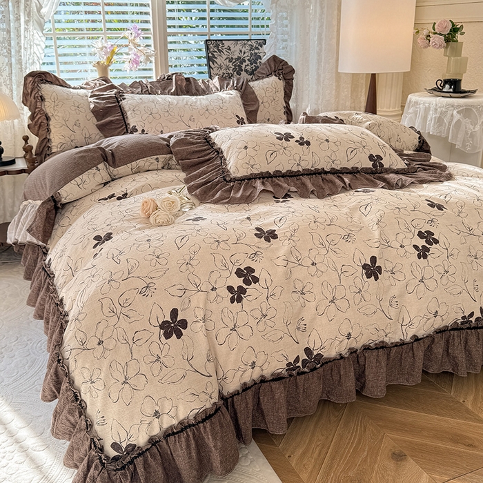 91家纺网 家纺一手货源 找家纺 唐人居 2025新款水洗亚麻四件套 芳华