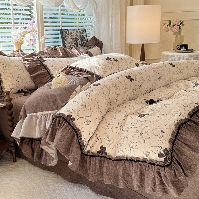 91家纺网 家纺一手货源 找家纺 唐人居 2025新款水洗亚麻四件套 芳华