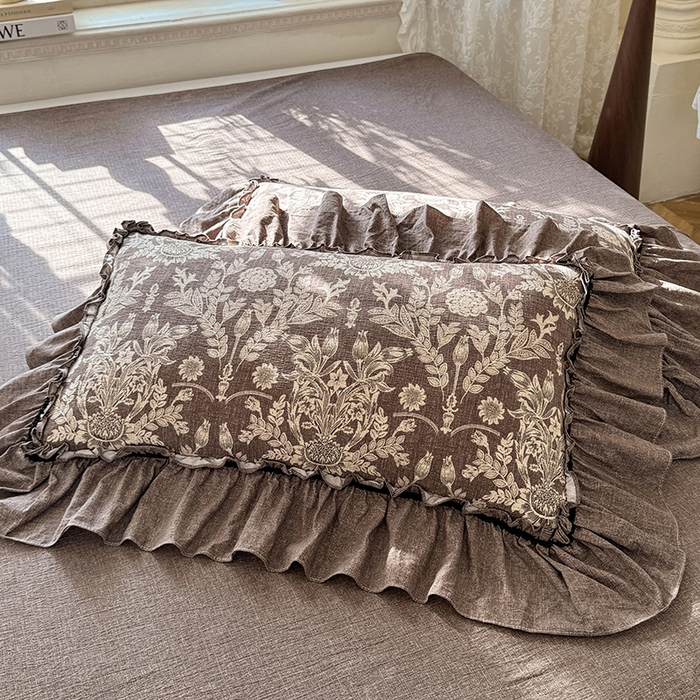 91家纺网 家纺一手货源 找家纺 唐人居 2025新款水洗亚麻四件套 墨染青筠