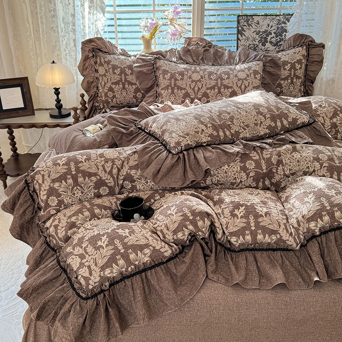 91家纺网 家纺一手货源 找家纺 唐人居 2025新款水洗亚麻四件套 墨染青筠