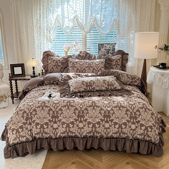 91家纺网 家纺一手货源 找家纺 唐人居 2025新款水洗亚麻四件套 墨染青筠