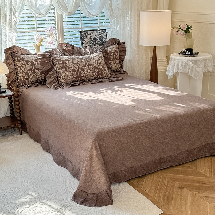 91家纺网 家纺一手货源 找家纺 唐人居 2025新款水洗亚麻四件套 墨染青筠