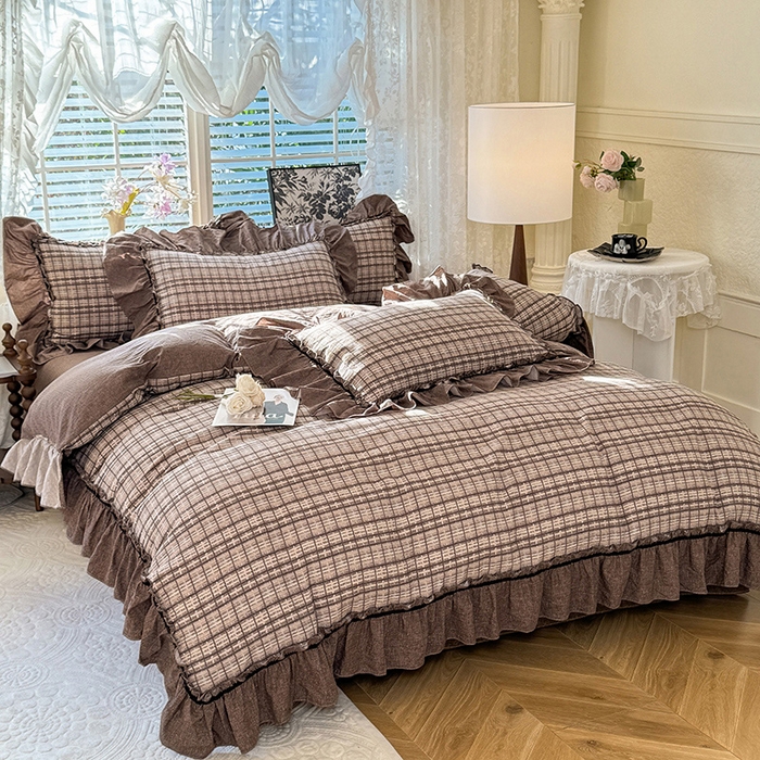 91家纺网 家纺一手货源 找家纺 唐人居 2025新款水洗亚麻四件套 眠屿