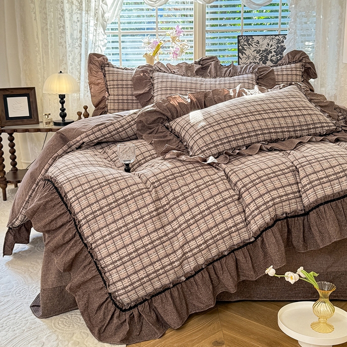 91家纺网 家纺一手货源 找家纺 唐人居 2025新款水洗亚麻四件套 眠屿