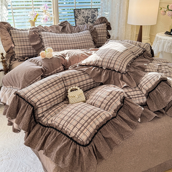 91家纺网 家纺一手货源 找家纺 唐人居 2025新款水洗亚麻四件套 眠屿