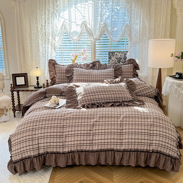 91家纺网 家纺一手货源 找家纺 唐人居 2025新款水洗亚麻四件套 眠屿