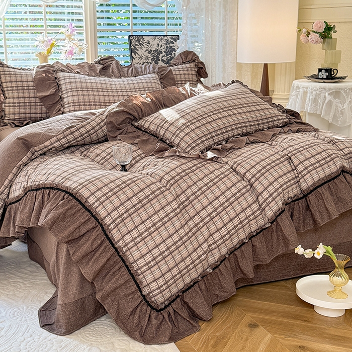 91家纺网 家纺一手货源 找家纺 唐人居 2025新款水洗亚麻四件套 眠屿