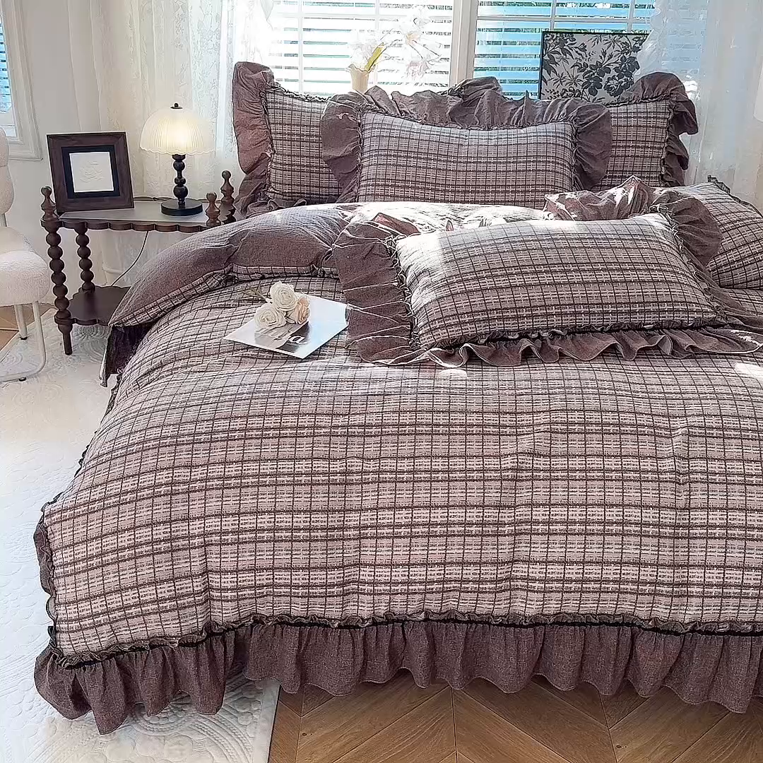 91家纺网 家纺一手货源 找家纺 唐人居 2025新款水洗亚麻四件套 眠屿