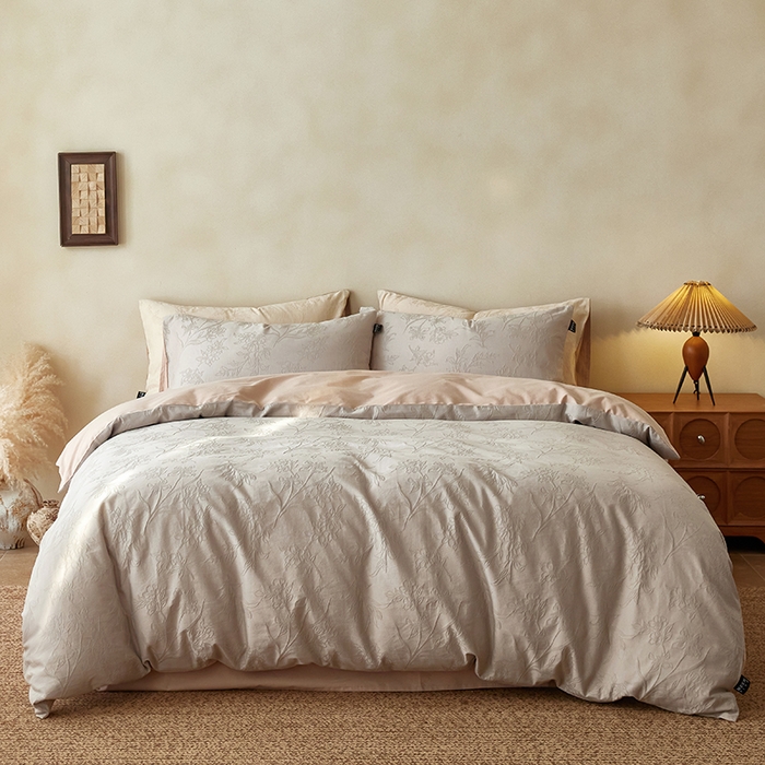 91家纺网 家纺一手货源 找家纺 风向标家纺 2025新款全棉纯棉提花磨毛四件套-蝶影繁花系列 繁花-馥香