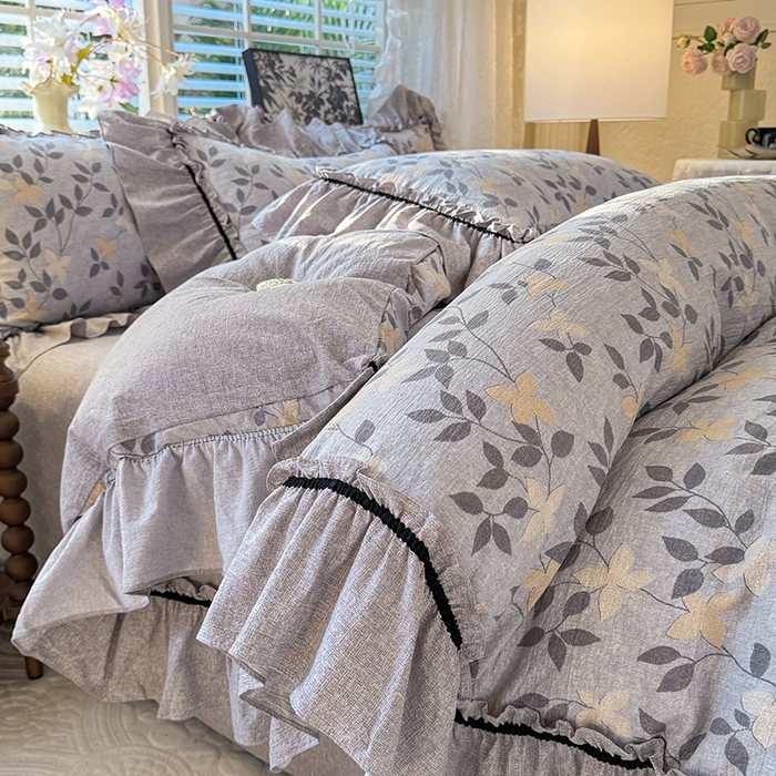 唐人居 2025新款水洗亚麻四件套 蔓叶兰