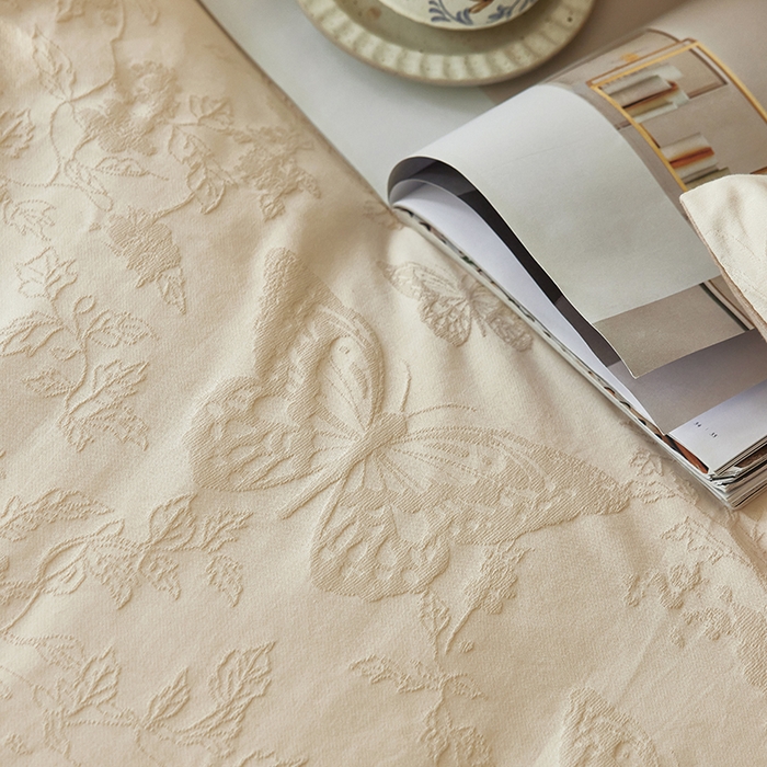 91家纺网 家纺一手货源 找家纺 风向标家纺 2025新款全棉纯棉提花磨毛四件套-蝶影繁花系列 蝶影-米咖