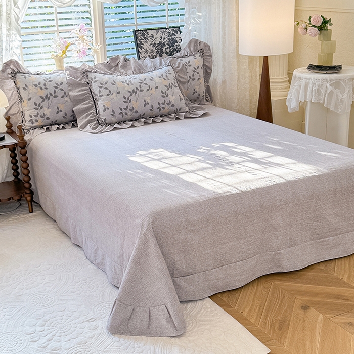 91家纺网 家纺一手货源 找家纺 唐人居 2025新款水洗亚麻四件套 蔓叶兰