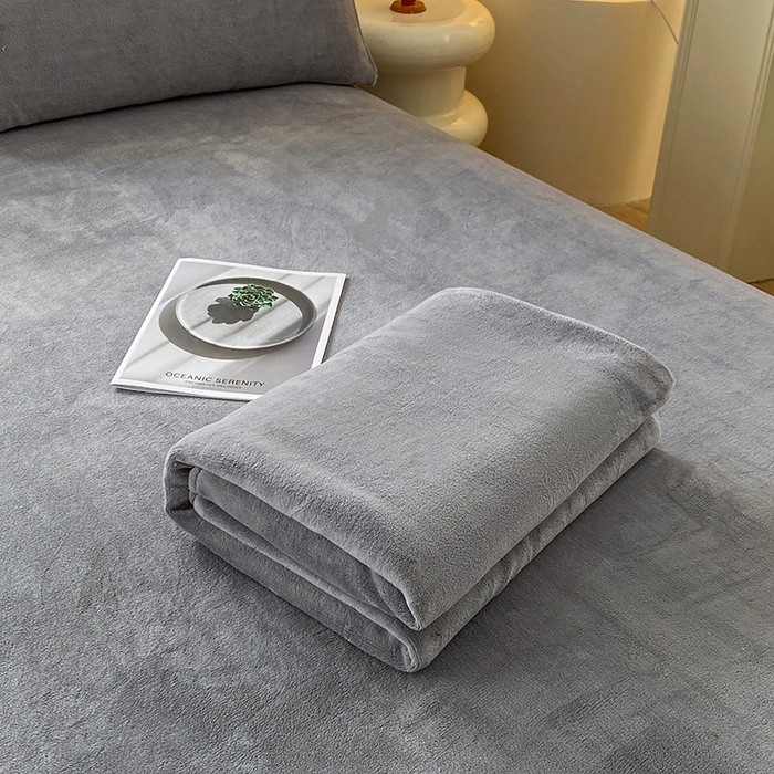 91家纺网 家纺一手货源 找家纺 优米家纺 2025新款加厚舒适牛奶绒床单床单单件 纯色-高级灰