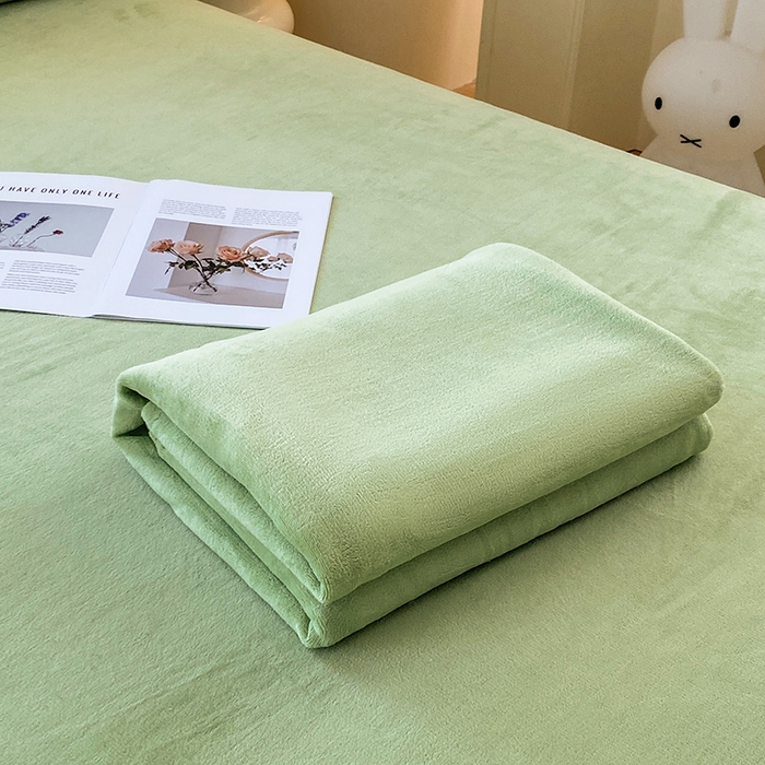 91家纺网 家纺一手货源 找家纺 优米家纺 2025新款加厚舒适牛奶绒床单床单单件 纯色-青草绿