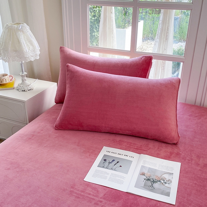 91家纺网 家纺一手货源 找家纺 优米家纺 2025新款加厚舒适牛奶绒床单床单单件 纯色-西瓜红