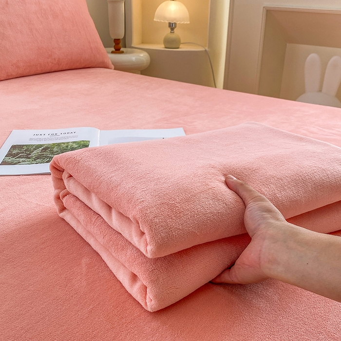 91家纺网 家纺一手货源 找家纺 优米家纺 2025新款加厚舒适牛奶绒床单床单单件 纯色-樱花粉