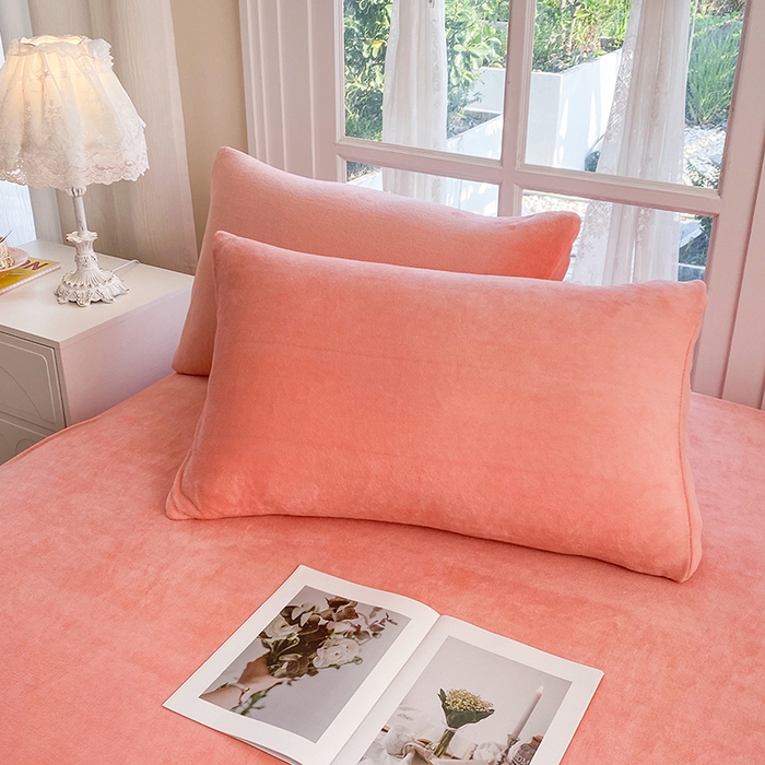 91家纺网 家纺一手货源 找家纺 优米家纺 2025新款加厚舒适牛奶绒床单床单单件 纯色-樱花粉