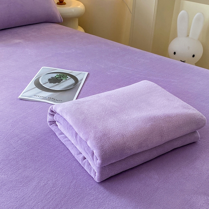 91家纺网 家纺一手货源 找家纺 优米家纺 2025新款加厚舒适牛奶绒床单床单单件 纯色-紫罗兰