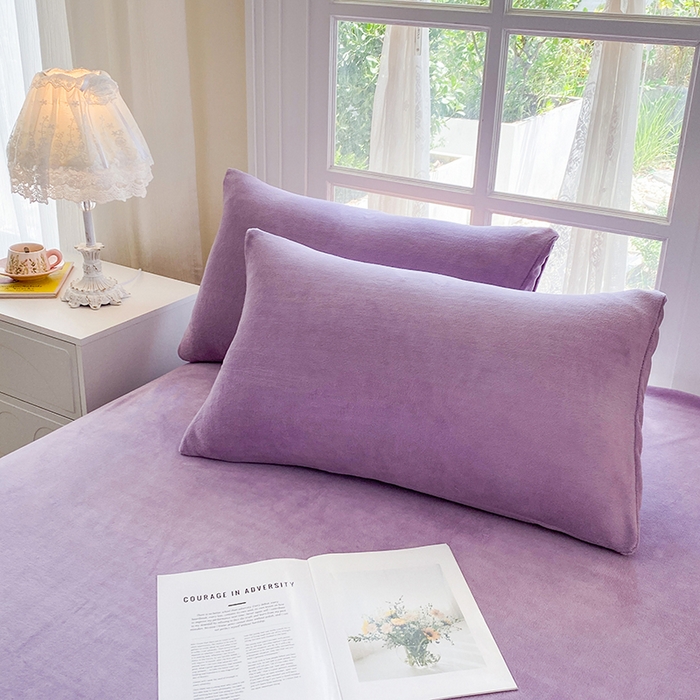 91家纺网 家纺一手货源 找家纺 优米家纺 2025新款加厚舒适牛奶绒床单床单单件 纯色-紫罗兰