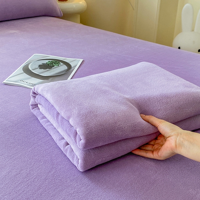 91家纺网 家纺一手货源 找家纺 优米家纺 2025新款加厚舒适牛奶绒床单床单单件 纯色-紫罗兰