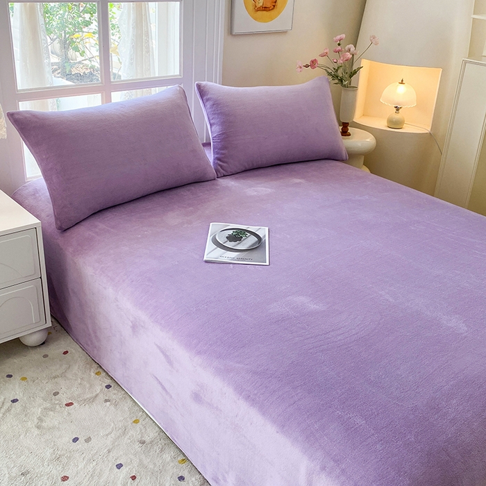 91家纺网 家纺一手货源 找家纺 优米家纺 2025新款加厚舒适牛奶绒床单床单单件 纯色-紫罗兰