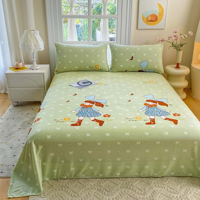 91家纺网 家纺一手货源 找家纺 优米家纺 2025新款加厚舒适牛奶绒床单床单单件 开心女孩