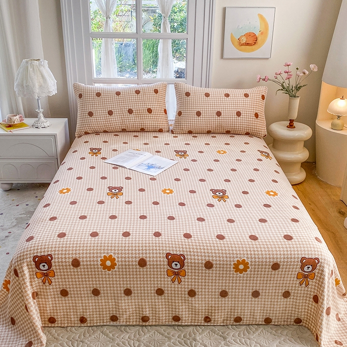 91家纺网 家纺一手货源 找家纺 优米家纺 2025新款加厚舒适牛奶绒床单床单单件 快乐小熊