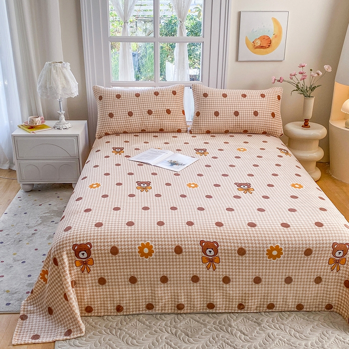 91家纺网 家纺一手货源 找家纺 优米家纺 2025新款加厚舒适牛奶绒床单床单单件 快乐小熊