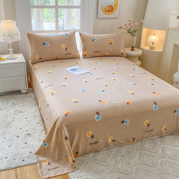 91家纺网 家纺一手货源 找家纺 优米家纺 2025新款加厚舒适牛奶绒床单床单单件 玫瑰物语