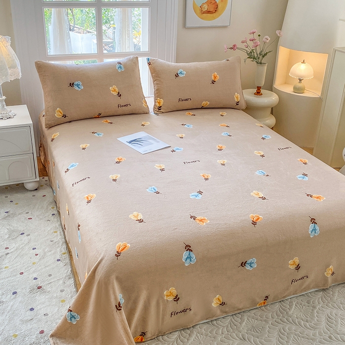 91家纺网 家纺一手货源 找家纺 优米家纺 2025新款加厚舒适牛奶绒床单床单单件 玫瑰物语