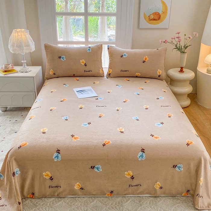 91家纺网 家纺一手货源 找家纺 优米家纺 2025新款加厚舒适牛奶绒床单床单单件 玫瑰物语