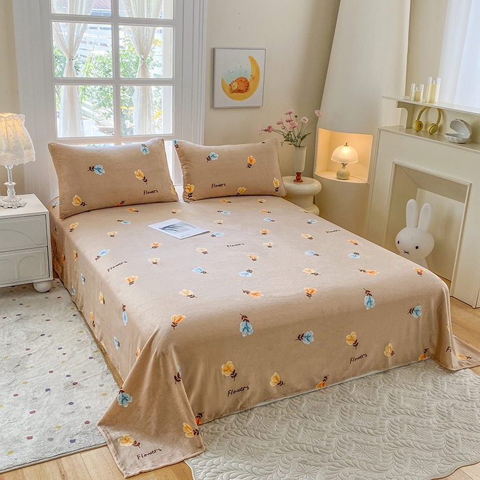 91家纺网 家纺一手货源 找家纺 优米家纺 2025新款加厚舒适牛奶绒床单床单单件 玫瑰物语