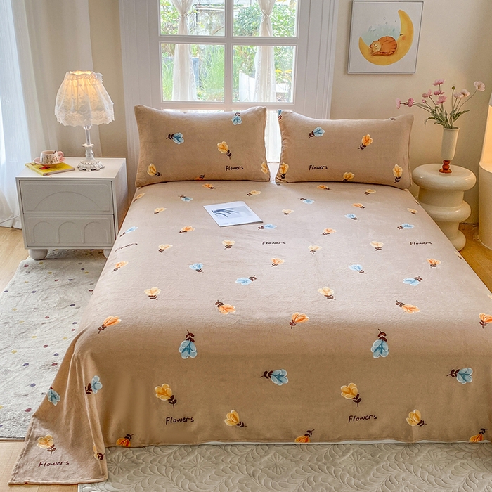 91家纺网 家纺一手货源 找家纺 优米家纺 2025新款加厚舒适牛奶绒床单床单单件 玫瑰物语