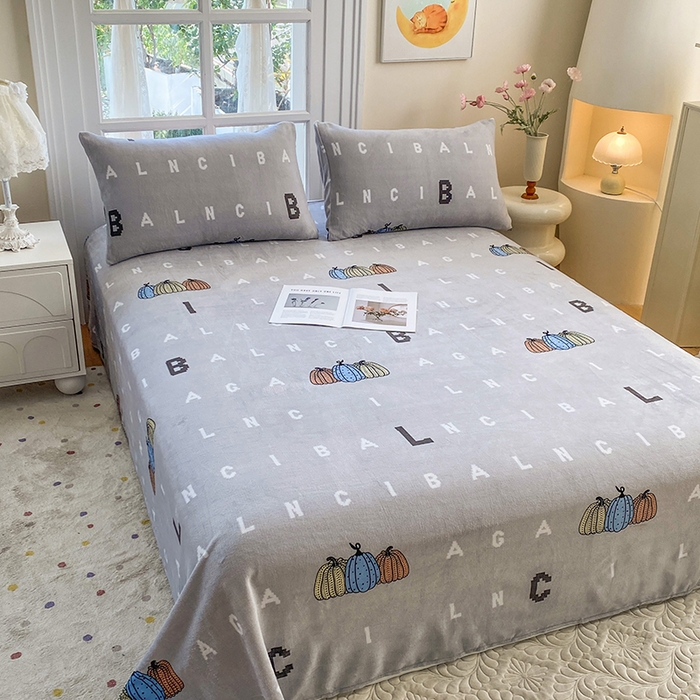 91家纺网 家纺一手货源 找家纺 优米家纺 2025新款加厚舒适牛奶绒床单床单单件 南瓜屋