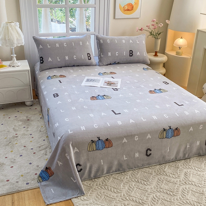 91家纺网 家纺一手货源 找家纺 优米家纺 2025新款加厚舒适牛奶绒床单床单单件 南瓜屋