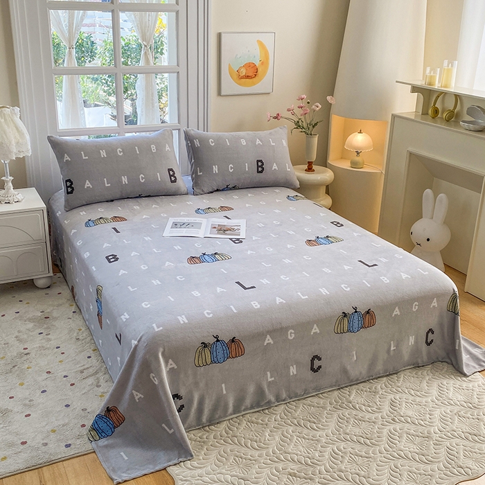 91家纺网 家纺一手货源 找家纺 优米家纺 2025新款加厚舒适牛奶绒床单床单单件 南瓜屋