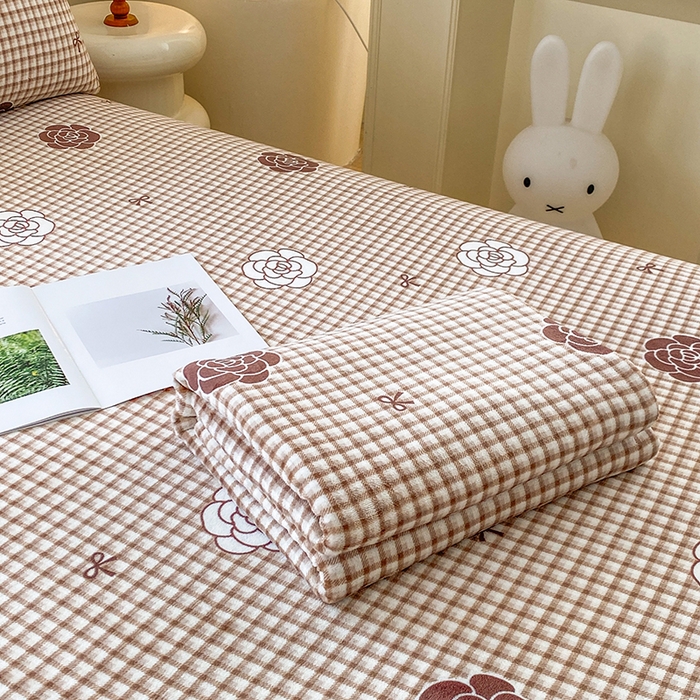 91家纺网 家纺一手货源 找家纺 优米家纺 2025新款加厚舒适牛奶绒床单床单单件 山茶花