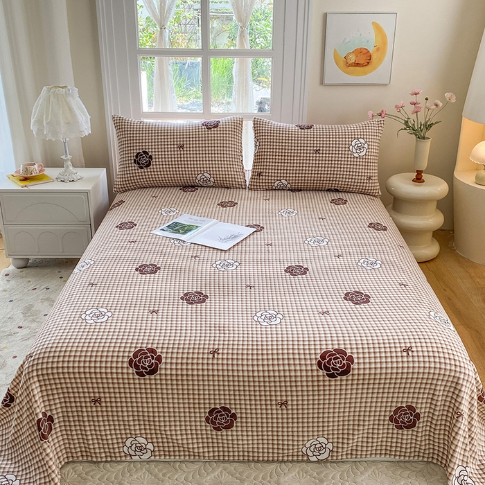 91家纺网 家纺一手货源 找家纺 优米家纺 2025新款加厚舒适牛奶绒床单床单单件 山茶花