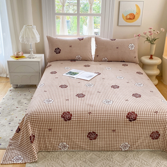 91家纺网 家纺一手货源 找家纺 优米家纺 2025新款加厚舒适牛奶绒床单床单单件 山茶花