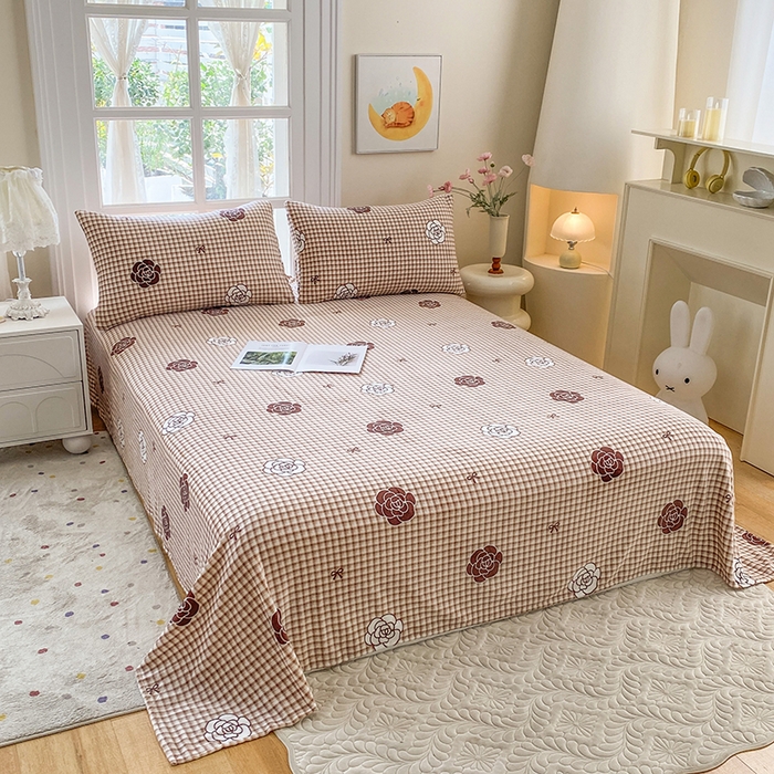 91家纺网 家纺一手货源 找家纺 优米家纺 2025新款加厚舒适牛奶绒床单床单单件 山茶花