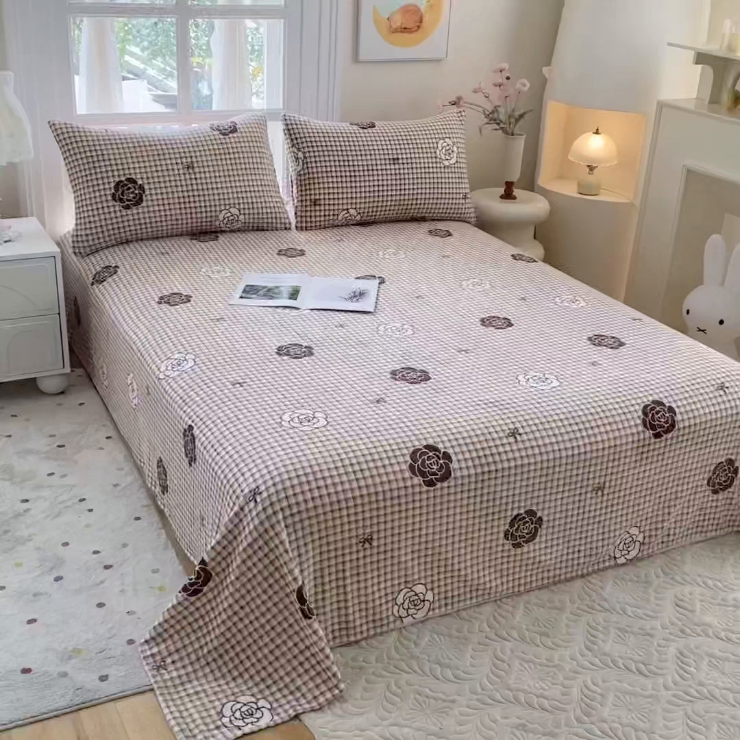 91家纺网 家纺一手货源 找家纺 优米家纺 2025新款加厚舒适牛奶绒床单床单单件 山茶花