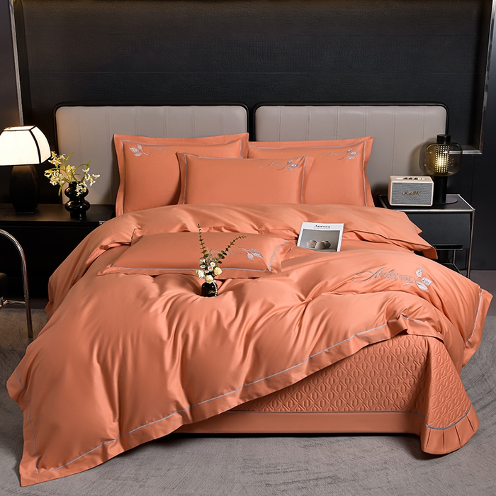 91家纺网 家纺一手货源 找家纺 （总）畅畅家纺 2025新款全棉活性喷气简约轻奢刺绣夹棉床盖款四件套-雅韵