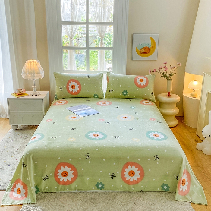 优米家纺 2025新款加厚舒适牛奶绒床单床单单件 太阳花