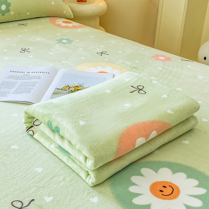 91家纺网 家纺一手货源 找家纺 优米家纺 2025新款加厚舒适牛奶绒床单床单单件 太阳花