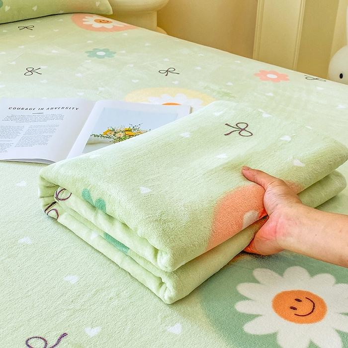 91家纺网 家纺一手货源 找家纺 优米家纺 2025新款加厚舒适牛奶绒床单床单单件 太阳花