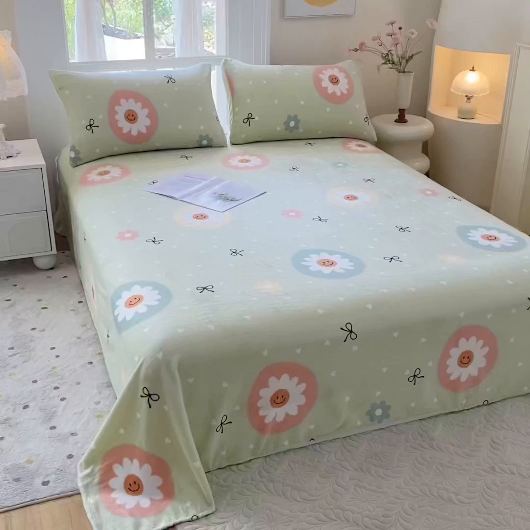 91家纺网 家纺一手货源 找家纺 优米家纺 2025新款加厚舒适牛奶绒床单床单单件 太阳花