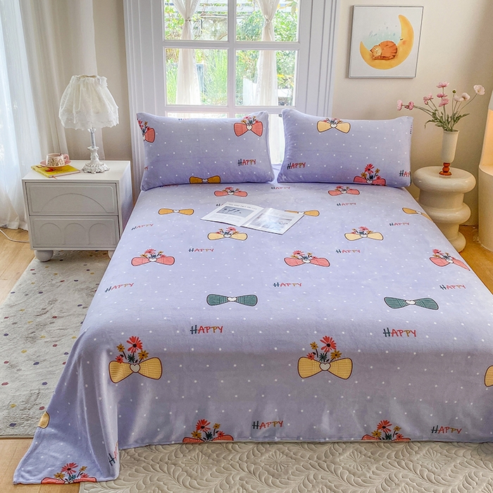 91家纺网 家纺一手货源 找家纺 优米家纺 2025新款加厚舒适牛奶绒床单床单单件 娴雅花韵