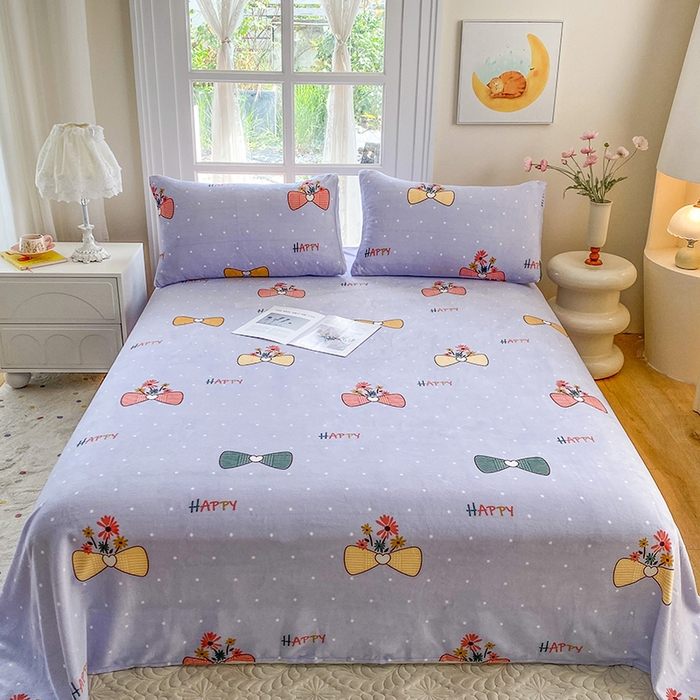 91家纺网 家纺一手货源 找家纺 优米家纺 2025新款加厚舒适牛奶绒床单床单单件 娴雅花韵